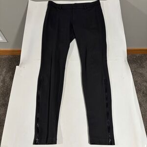 Vince Black Pants Stretch Straight Leg Pockets Leggings Ankle Zipper, Size 8